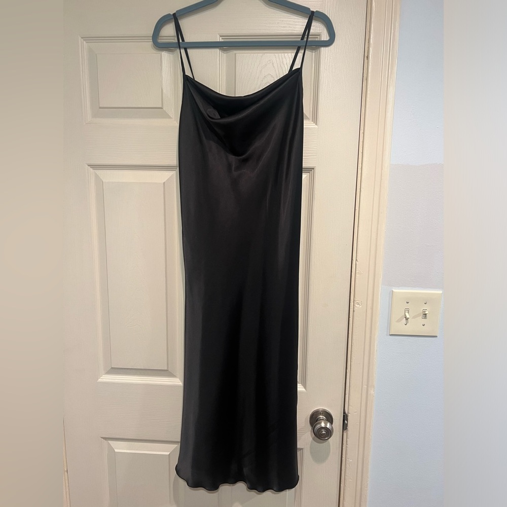 Bebe black satin midi dress size medium